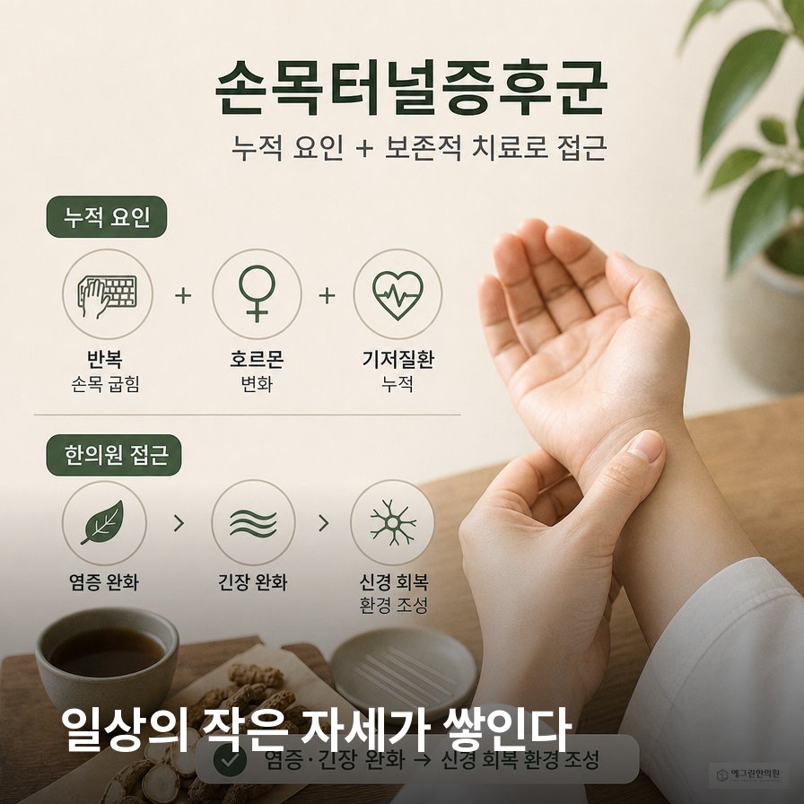 손목터널증후군 스마트폰 키보드 반복 사용 원인
