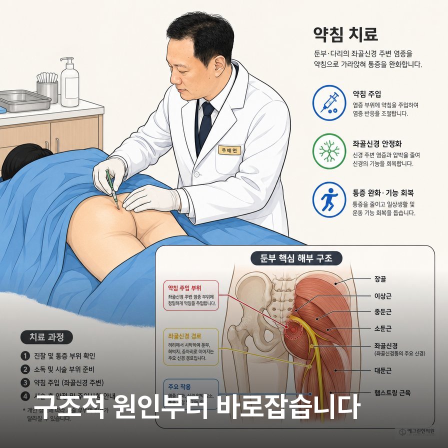 좌골신경통 한의원 침 약침 추나 치료